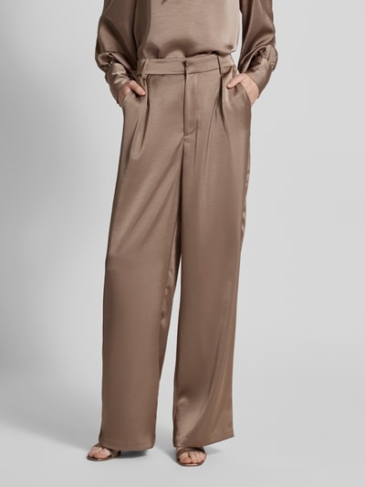 Neo Noir Wide Leg Bundfaltenhose mit Eingrifftaschen Modell 'Alessandra' Taupe 4