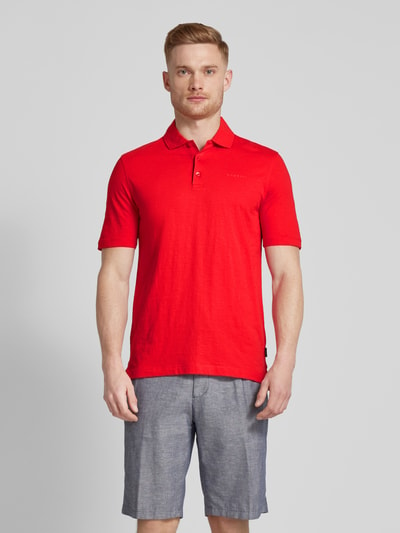 bugatti Slim Fit Poloshirt im unifarbenen Design Rot 4