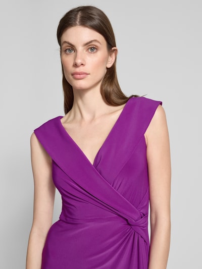 Lauren Ralph Lauren Abendkleid mit V-Ausschnitt Modell 'LEONIDAS' Aubergine 3