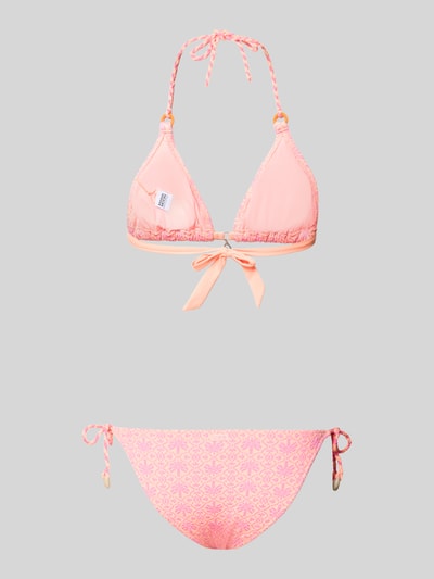 Kobiece modelka nosi Bikini z fakturowanym wzorem model 'Massa' od Banana Moon, elastyczna mieszanka materiałów, różowy, całkowity widok z przodu.