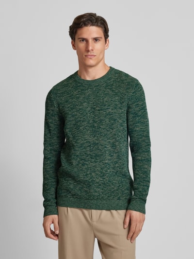 SELECTED HOMME Sweter z dzianiny z okrągłym dekoltem model ‘NEWVINCEBUBBL’ Oliwkowy 4