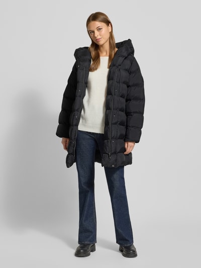 Calvin Klein Womenswear Glanzende gewatteerde lange jas met capuchon Zwart - 1