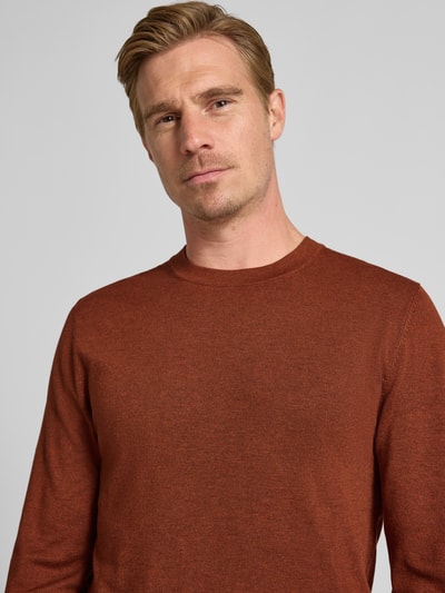 MCNEAL Sweter z dzianiny z prążkowanymi wykończeniami Ciemnoczerwony melanż 3