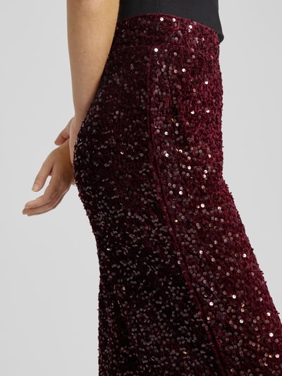 Pieces Spodnie szerokie z cekinowym obszyciem model ‘KAM’ Bordowy 3