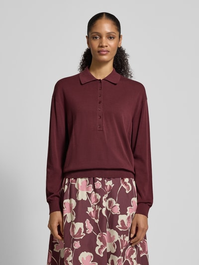 Jake*s Collection Sweter z dzianiny z prążkowanymi wykończeniami Oberżynowy 4