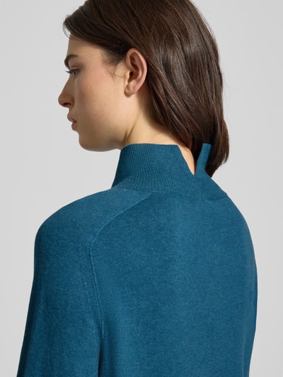 Tom Tailor Regular fit coltrui van een mix van katoen en kasjmier Petrol gemêleerd - 3