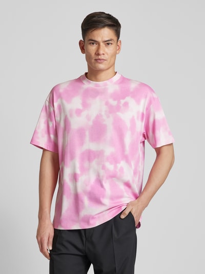 HUGO T-Shirt im Batik-Look Modell 'Dielo' Pink 4