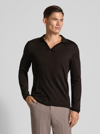 Cinque Regular fit poloshirt met V-hals, model 'BOLLO' Donkerbruin - 4