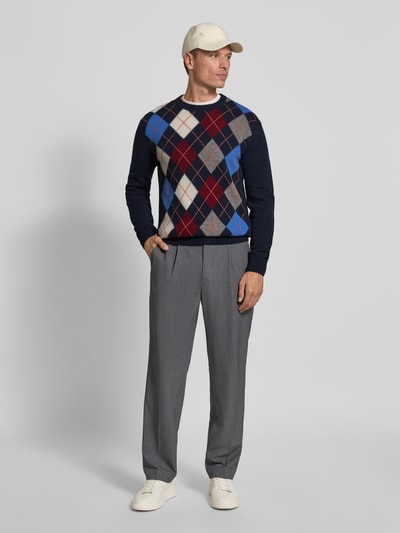 Gant Gebreide pullover met ronde hals Marineblauw - 1