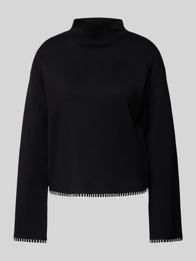 Jake*s Collection Gebreide pullover van viscosemix met opstaande kraag Zwart - 2