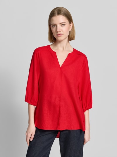 FREE/QUENT Bluse aus Leinen-Mix mit verlängertem Rücken Modell 'Lava' Rot 4