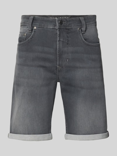 Produktfoto, Bermudas in Denim-Optik von MAC in Grau mit Used-Look, Eingrifftaschen, Umschlag, Regular-Fit, Bundweite 44 cm, Innenbeinlänge 25 cm
