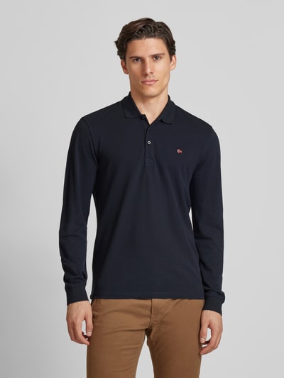 Napapijri Regular fit poloshirt met labelstitching, model 'EALIS' Zwart - 4