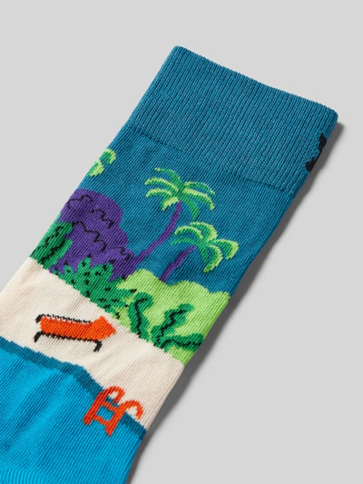 Happy Socks Socken mit Motiv-Stitching Modell 'Peace' Blau 2