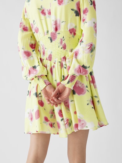 ROTATE BIRGER CHRISTENSEN Minikleid mit floralem Allover-Muster Hellgelb 6