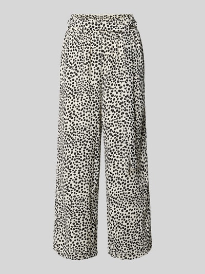 Produktfoto, Culotte mit Bindegürtel Modell 'JOSA' von Vila, cremefarben mit schwarzen Punkten, weiter Schnitt, lockerer Stoff, elastischer Bund, seitliche Eingrifftaschen, Bindegürtel, Loose Fit, für Damen