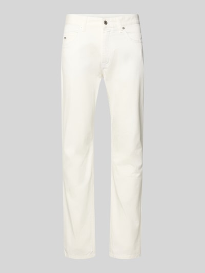 Produktfoto, Jeans mit Eingrifftaschen und Label-Applikation von Emporio Armani in Weiß, Slim Fit, glatte Baumwoll-Elasthan-Oberfläche