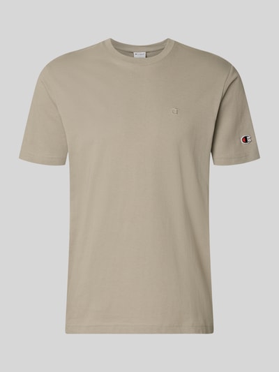 Produktfoto, T-Shirt mit Label-Stitchings und Rundhalsausschnitt von CHAMPION in Beige, reine Baumwolle, Regular Fit, glatte Struktur
