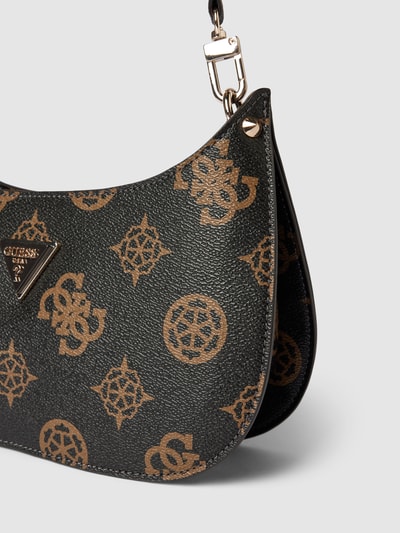 Guess Handtas met all-over labelprint, model 'MERIDIAN MINI' Chocoladebruin - 3