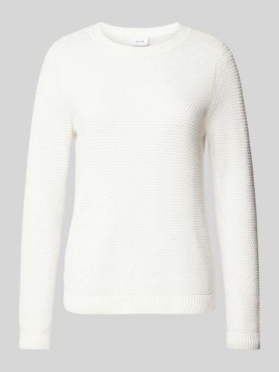Vila Strickpullover mit gerippten Abschlüssen Modell 'dalo' Offwhite 2