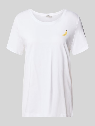 Produktfoto, Regular Fit T-Shirt aus reiner Baumwolle von s.Oliver RED LABEL, jednokolorowy, krój regular fit, aplikacja: haft, okrągły dekolt, rękaw: krótki rękaw, materiał: czysta bawełna, długość tyłu w rozmiarze 36: 63 cm, szerokość w rozmiarze 36: 46,5 cm