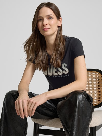 Guess T-Shirt mit Label-Print BLACK 3