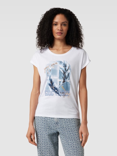 Montego T-Shirt mit Paillettenbesatz Weiss 4