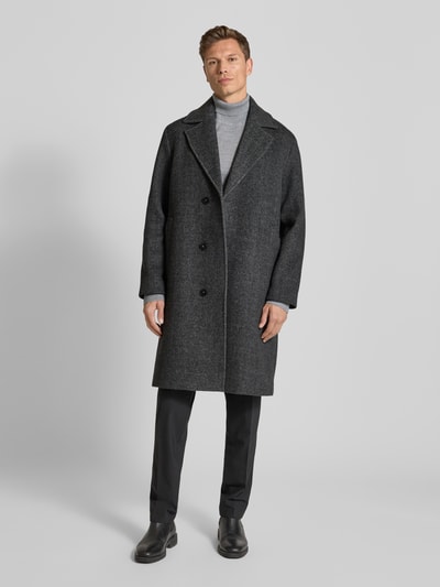 ANNARR Lange jas van wolmix met steekzakken, model 'RAGNAR' Middengrijs gemêleerd - 1