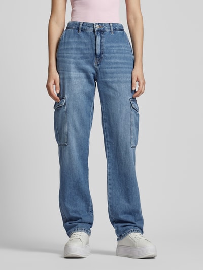 Only High waist jeans in cargolook, model 'JUNE' Jeansblauw - 4