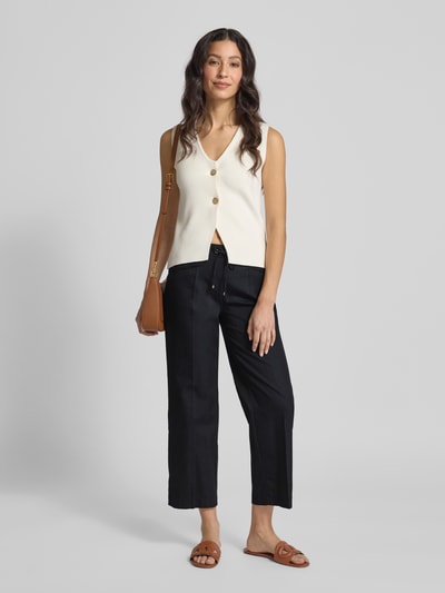 TONI Wide leg stoffen broek met verkort model, model 'Sue' Zwart - 1