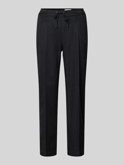 Produktfoto, zwarte Regular Fit Hose met Tunnelzug Modell 'Sue' van TONI, katoenmix met stretch, verkorte pijpen, damesbroek