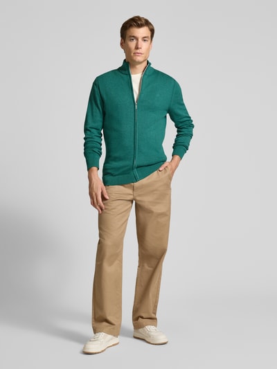 Tom Tailor Regular fit gebreid jack van puur katoen Smaragdgroen - 1