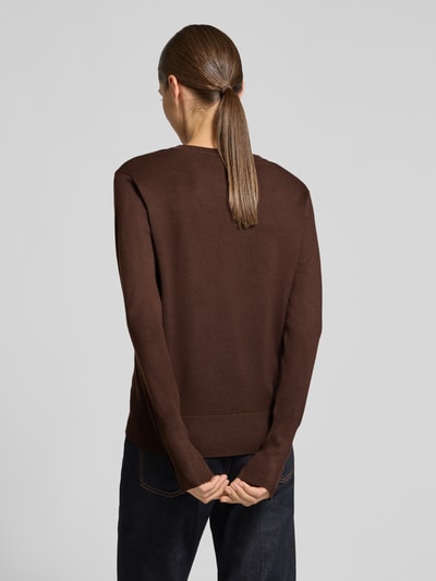 FREE/QUENT Sweter z dzianiny z mieszanka wiskozy model 'KATIE' Ciemnobrązowy 5