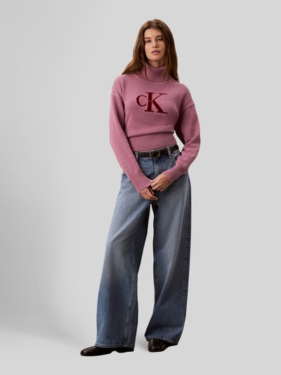 Calvin Klein Jeans Regular Fit Pullover aus reiner Baumwolle Bordeaux 1