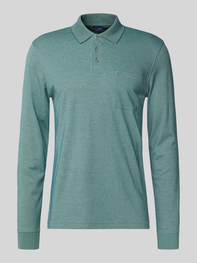Christian Berg Men Regular fit poloshirt in design met lange mouwen Grasgroen - 2