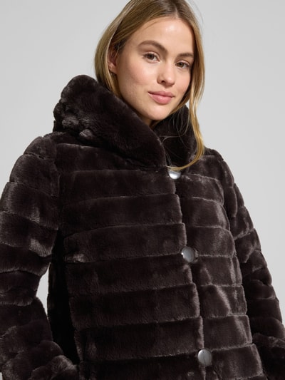 PETITE M. Keerbaar jack van imitatiebont met capuchon en steekzakken Donkerbruin - 3