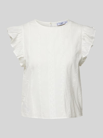 Mango T-Shirt mit Lochstickerei Modell 'SLOW' Offwhite 2