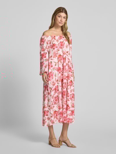 Christian Berg Woman Midi-jurk met ronde hals Lichtrood - 1