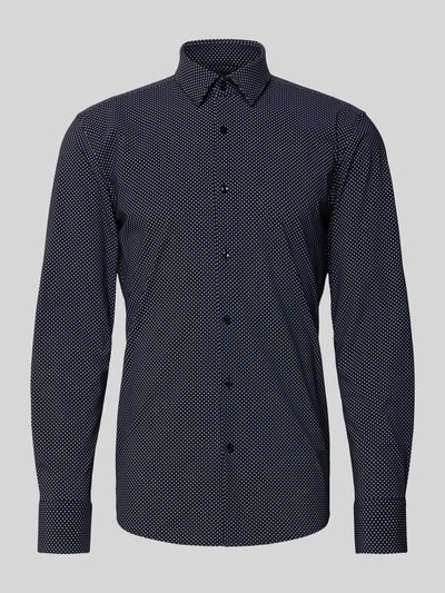BOSS Slim Fit Businesshemd mit Allover-Muster Modell 'HANK' Marine 2