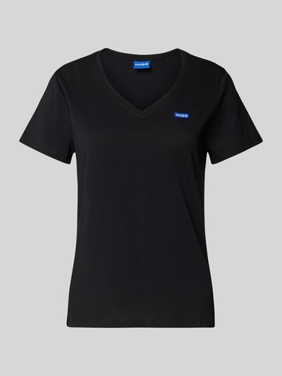 Hugo Blue NU NIEUW bij P&C*: T-shirt met labelstitching, model 'Classic' Zwart - 2