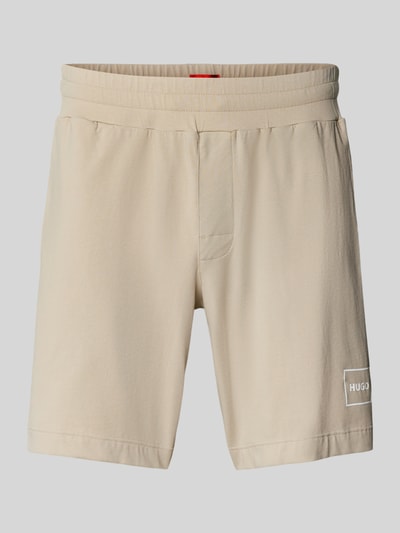 HUGO Shorts mit Label-Print und elastischem Bund Modell 'Laze' Beige 2