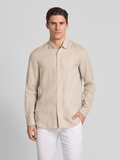 Scotch & Soda Regular Fit Leinenhemd mit Kentkragen Sand 4