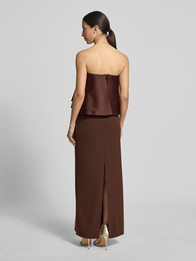 Rinascimento Slim Fit Maxikleid mit Satin-Besatz Schoko 5