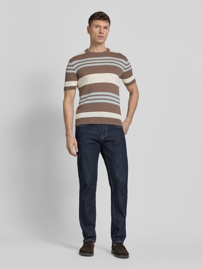 Manuel Ritz Strickshirt mit Rundhalsausschnitt Taupe 1
