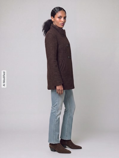 ONLY Regular Fit Kurzmantel mit Woll-Anteil Modell 'NEWSOPHIA' Schoko Melange 1