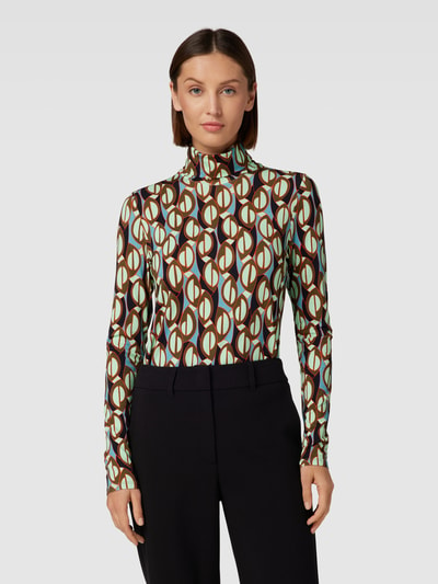 Marc Cain Shirt met lange mouwen, col en all-over motief Mintgroen - 4