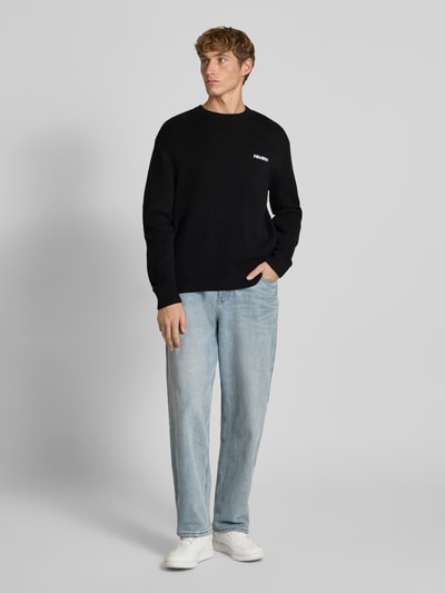 REVIEW Strickpullover mit Label-Stitching Black 1