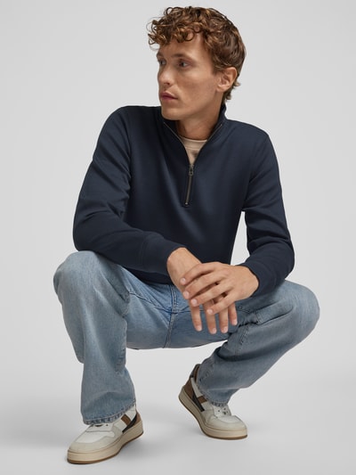 Casual Friday Sweatshirt met opstaande kraag, model 'Sebastian' Marineblauw - 3