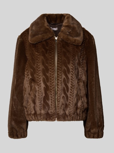 Liu Jo White Regular Fit Jacke aus Kunstfell Schoko 2