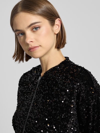 Pieces Bluzon o kroju regular fit z cekinowym obszyciem model ‘KAM’ Czarny 3